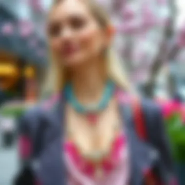 Statement Accessories for Spring Style Accessorized look with statement jewelry and handbags