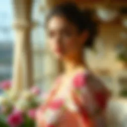 Elegant spring dress with floral patterns