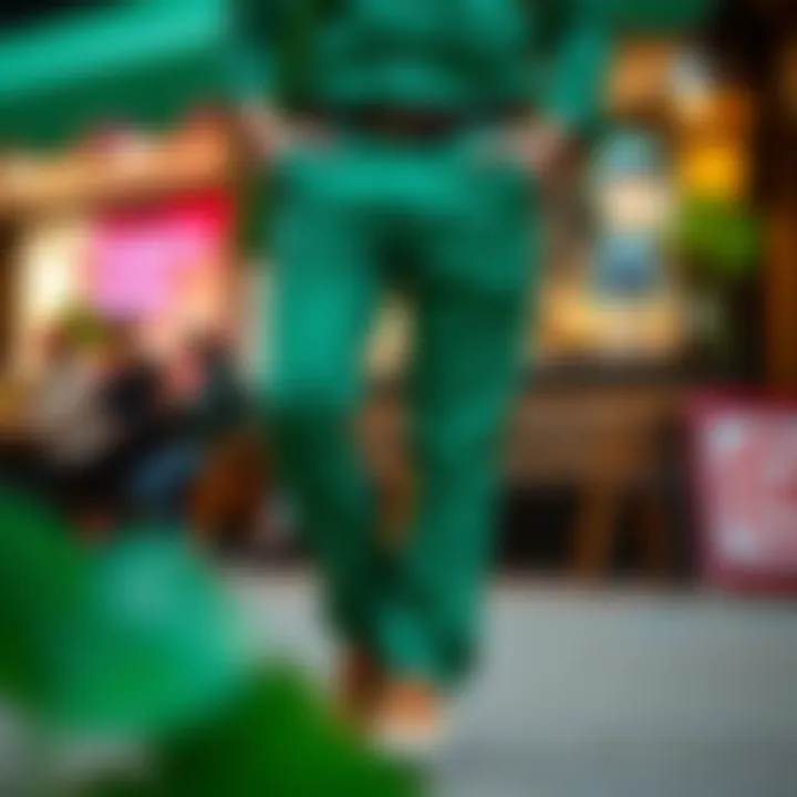 Casual Chinos for a Relaxed St. Patrick's Day Look Casual chinos in shades of green complemented by accessories