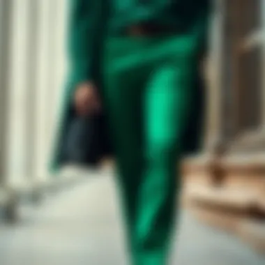 Tailored Emerald Slacks for a Sophisticated Style Tailored emerald slacks paired with elegant attire