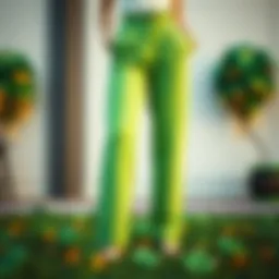 Vibrant green pants adorned with shamrock patterns