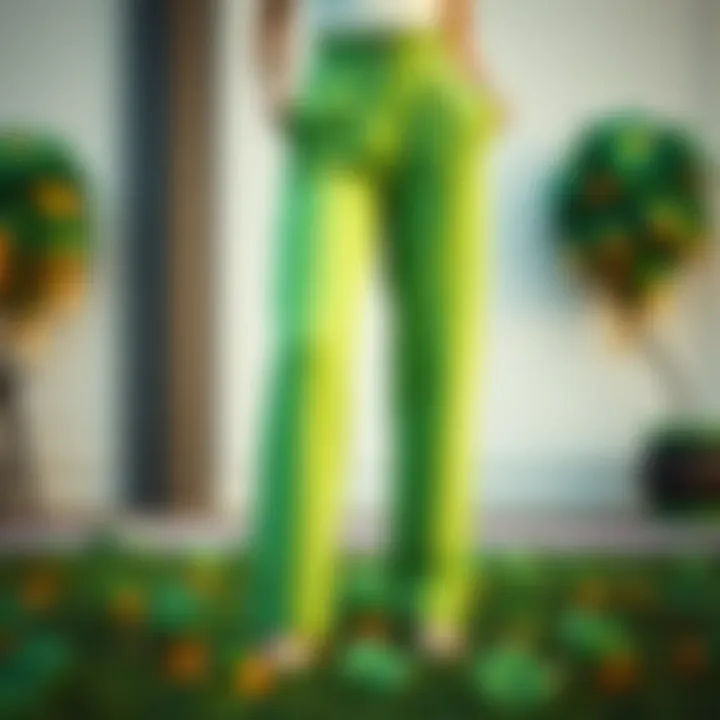 Vibrant Green Pants for Festive Celebrations Vibrant green pants adorned with shamrock patterns