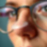 Close-up of a stick-on glasses nose pad showcasing its texture and adherence