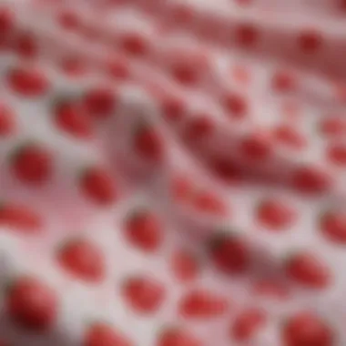 Close-up of the unique fabric patterns inspired by strawberry jam