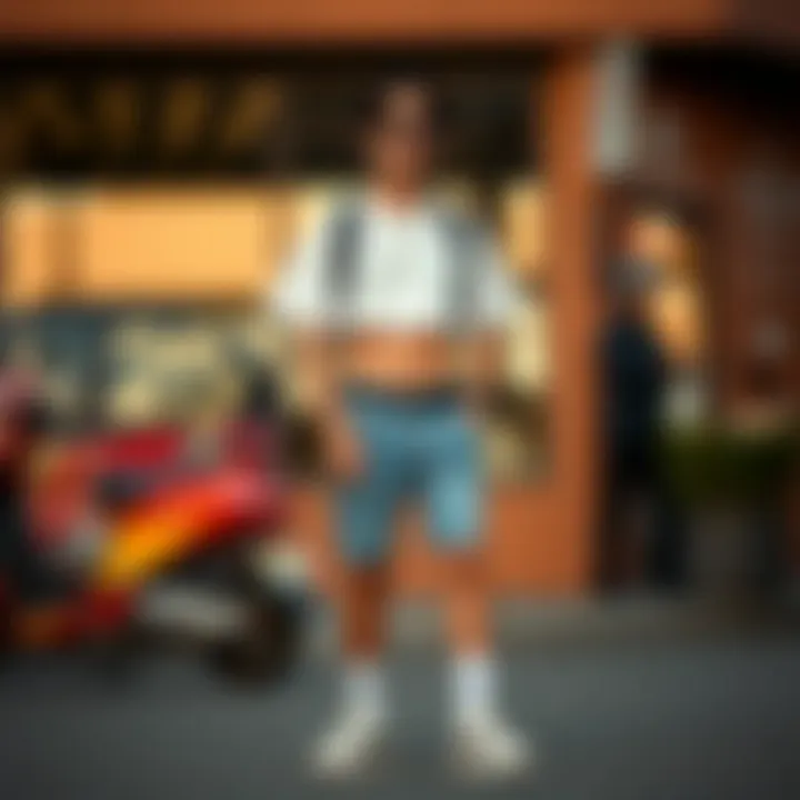 Styling Streetstyle Shorts with Flair A fashion-forward individual styling streetstyle shorts with matching accessories