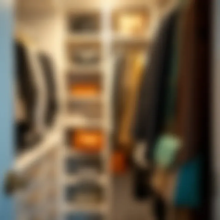 Stylish closet featuring handbag hangers