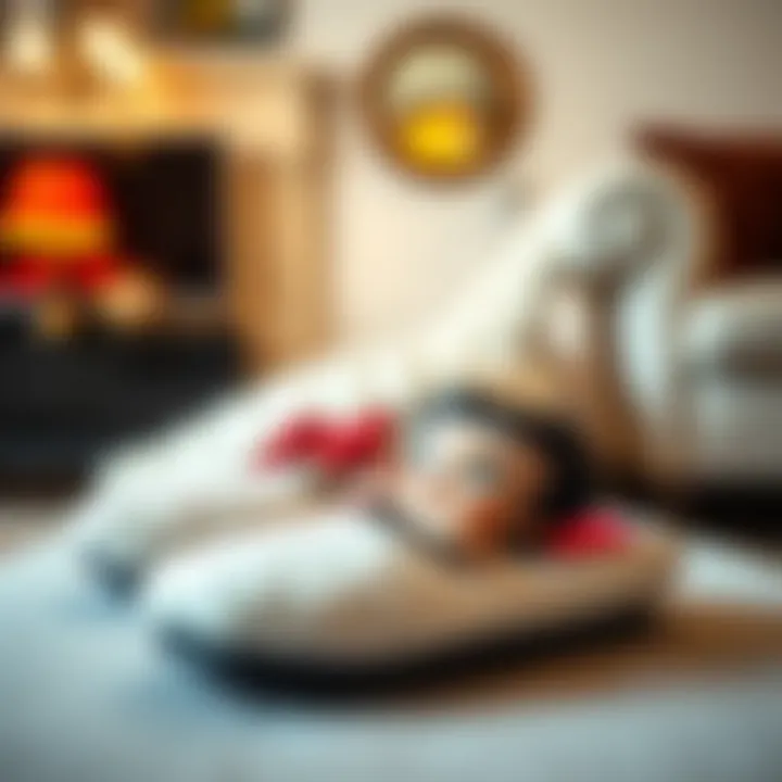 Betty Boop Slippers in a Chic Home Environment Stylish home setting with Betty Boop slippers
