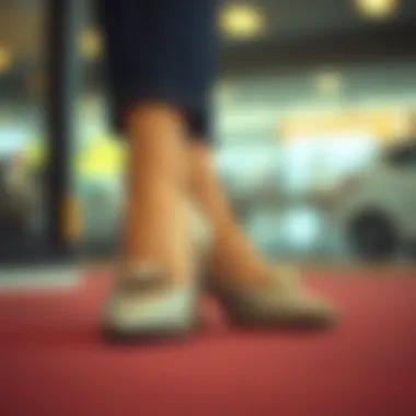 Stylish Shoes with Clip-On Accessories A stylish pair of shoes adorned with elegant clip-on accessories