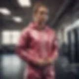 A boxer wearing a stylish sweat suit while training in the gym