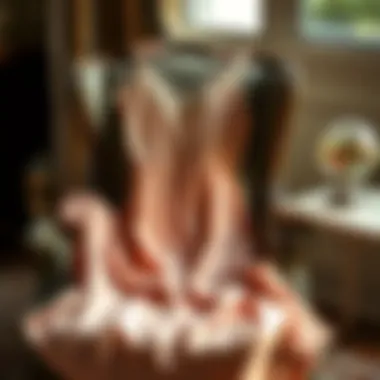 Elegant camisole nightdress draped on a vintage armchair