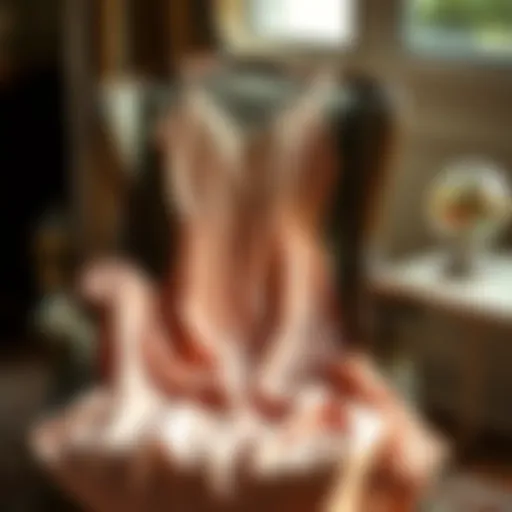 Elegant camisole nightdress draped on a vintage armchair