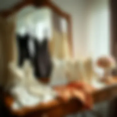 Stylish arrangement of various camisole nightdress designs on a dressing table