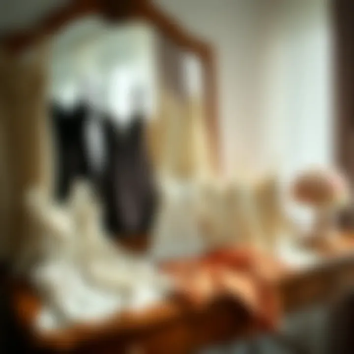 Stylish arrangement of various camisole nightdress designs on a dressing table