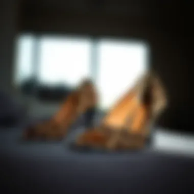 Comfort and Fit of Leopard Print Heels Comfortable fit of leopard print open toe heels displayed on a soft surface