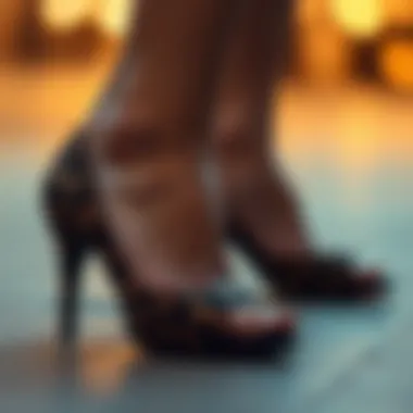 Intricate Design of Leopard Print Heels Close-up of the intricate design of leopard print open toe heels