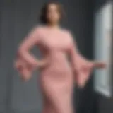 Elegant plus size trumpet sleeve dress showcased on a mannequin