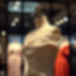 Elegant off-the-shoulder bandage dress displayed on a mannequin