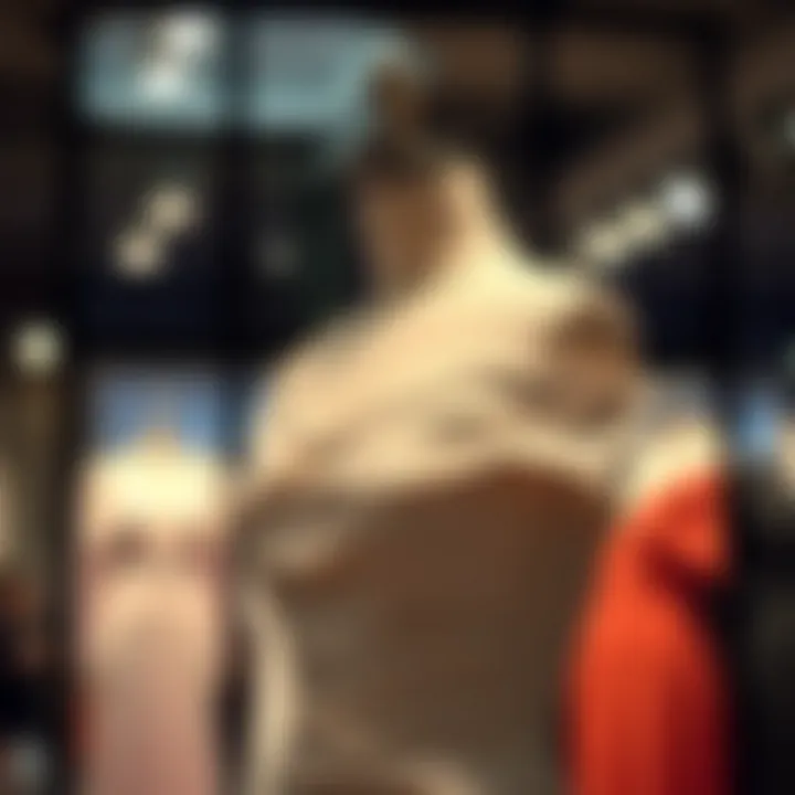Elegant off-the-shoulder bandage dress displayed on a mannequin