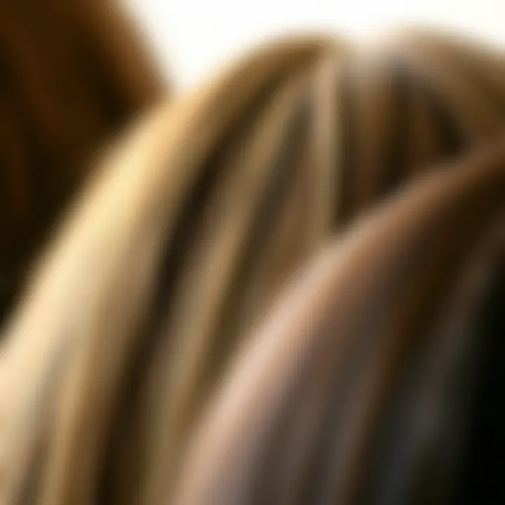 Textures and Shades of Brown Wigs A close-up of different textures and shades of long straight brown wigs