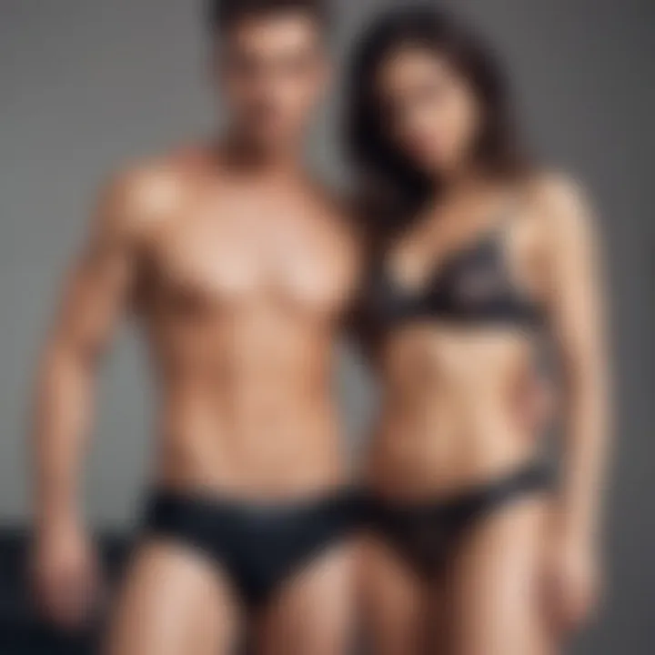 Stylish couple in matching underwear, exuding confidence and style