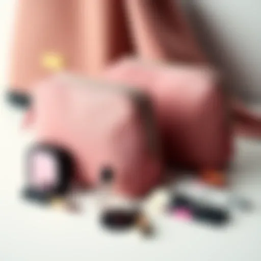 Aesthetic Arrangement of Coordinated Bags Elegant toiletry and makeup bags arranged aesthetically