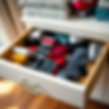 Neatly organized drawer showcasing a variety of socks