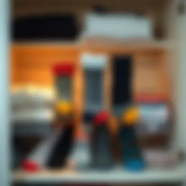 Visual representation of different methods for organizing socks