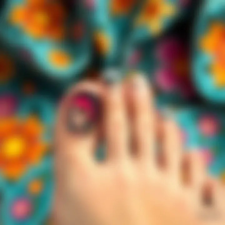 Colorful toenail stickers with artistic designs