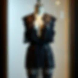 Elegant black lace jumpsuit shorts showcased on a mannequin