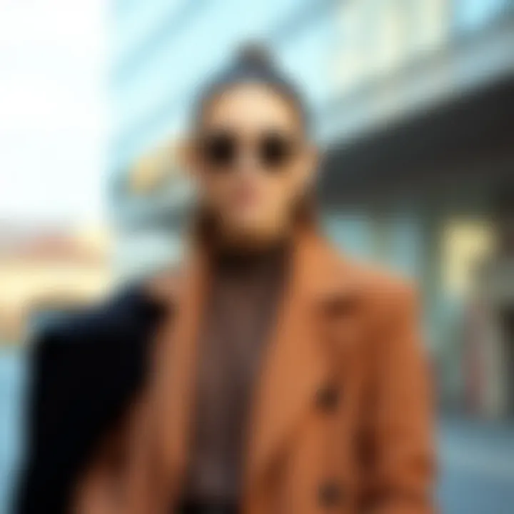 A fashion-forward individual pairing a brown duster cardigan with diverse outfits.