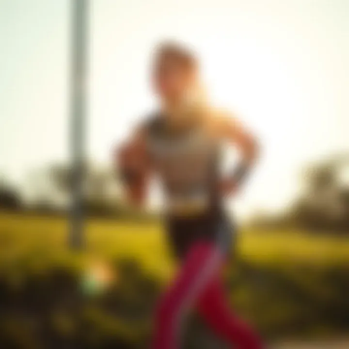 Athletic Performance Under the Sun Athlete wearing UV compression sleeves while jogging in the sun