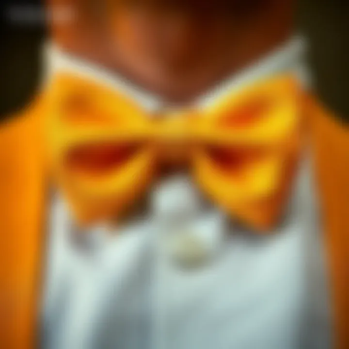 Chic Yellow Bow Tie Detail Close-up of a stylish bow tie in a bright yellow hue