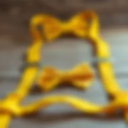 Vibrant yellow suspenders on a wooden background
