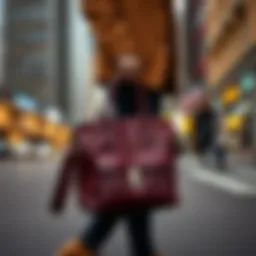 Stylish commuter bag on a city street