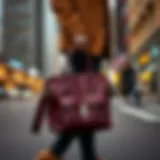 Contemporary Urban Style Stylish commuter bag on a city street