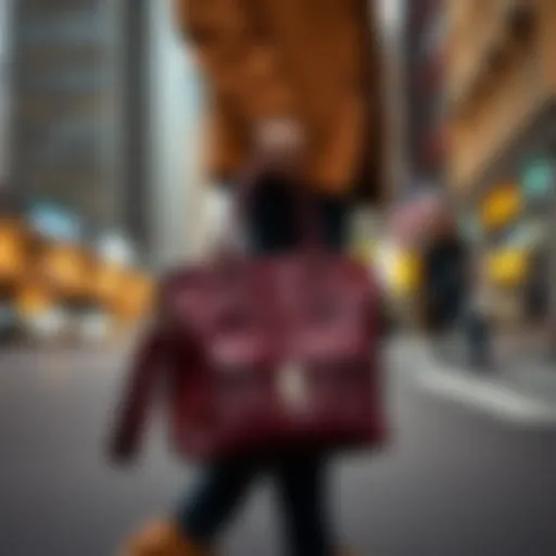 Contemporary Urban Style Stylish commuter bag on a city street