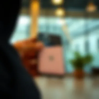 An iPhone 10 credit card case in use, blending into modern lifestyle