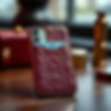 Sleek design of an iPhone 10 credit card case showcasing luxury materials