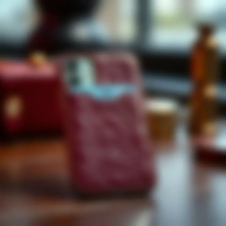 Sleek design of an iPhone 10 credit card case showcasing luxury materials