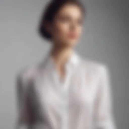 A classic white blouse elegantly draped on a minimalist background