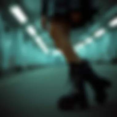 A stylish individual showcasing a fusion of goth aesthetics and platform footwear