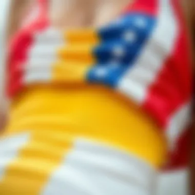 Materials in Flag Swimsuits Close-up of unique materials used in flag swimsuits