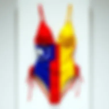 Vibrant Flag Swimsuit Display A vibrant flag swimsuit displayed against a white background