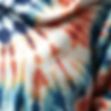 A close-up of the fabric texture of a tie-dye hoodie, revealing the intricate patterns.