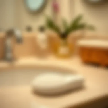 Close-up of a heel scrubber on a bathroom counter