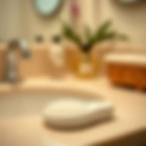 Close-up of a heel scrubber on a bathroom counter