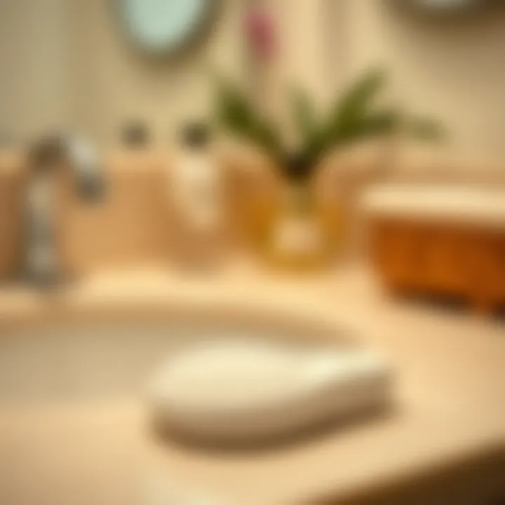 Close-up of a heel scrubber on a bathroom counter