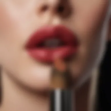 Close-up of a high-quality lipstick brush showcasing its bristles and cover