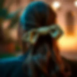 Elegant long hair bow tied in an intricate style