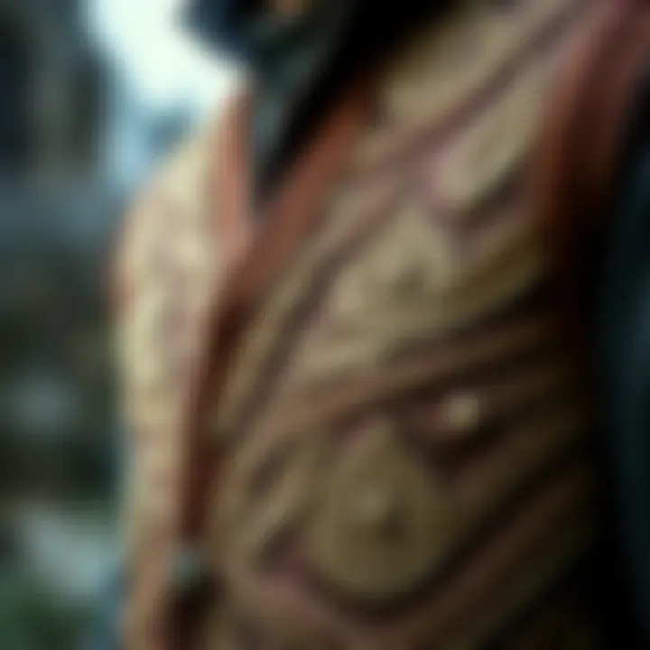 Detailed view of the Harry Potter vest showcasing intricate patterns and textures.